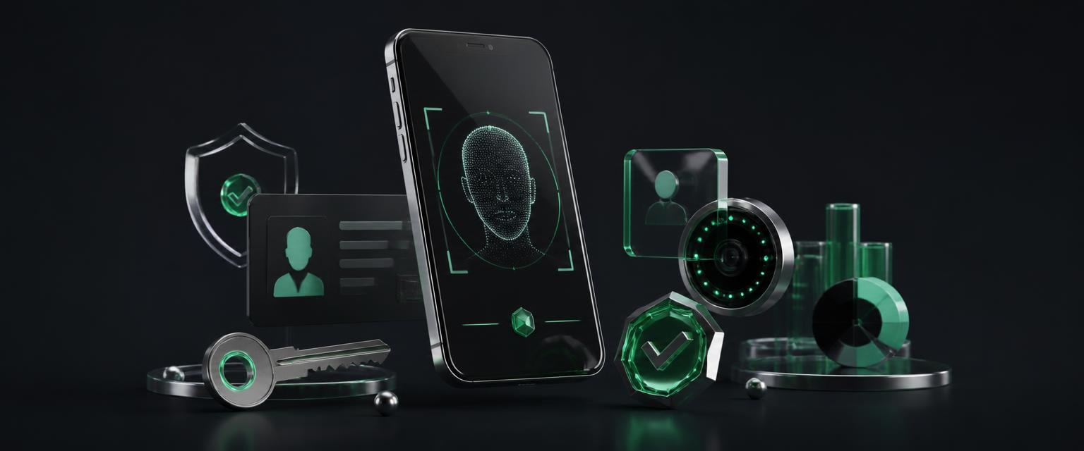 3D fintech KYC onboarding with biometric identity scan and secure account access