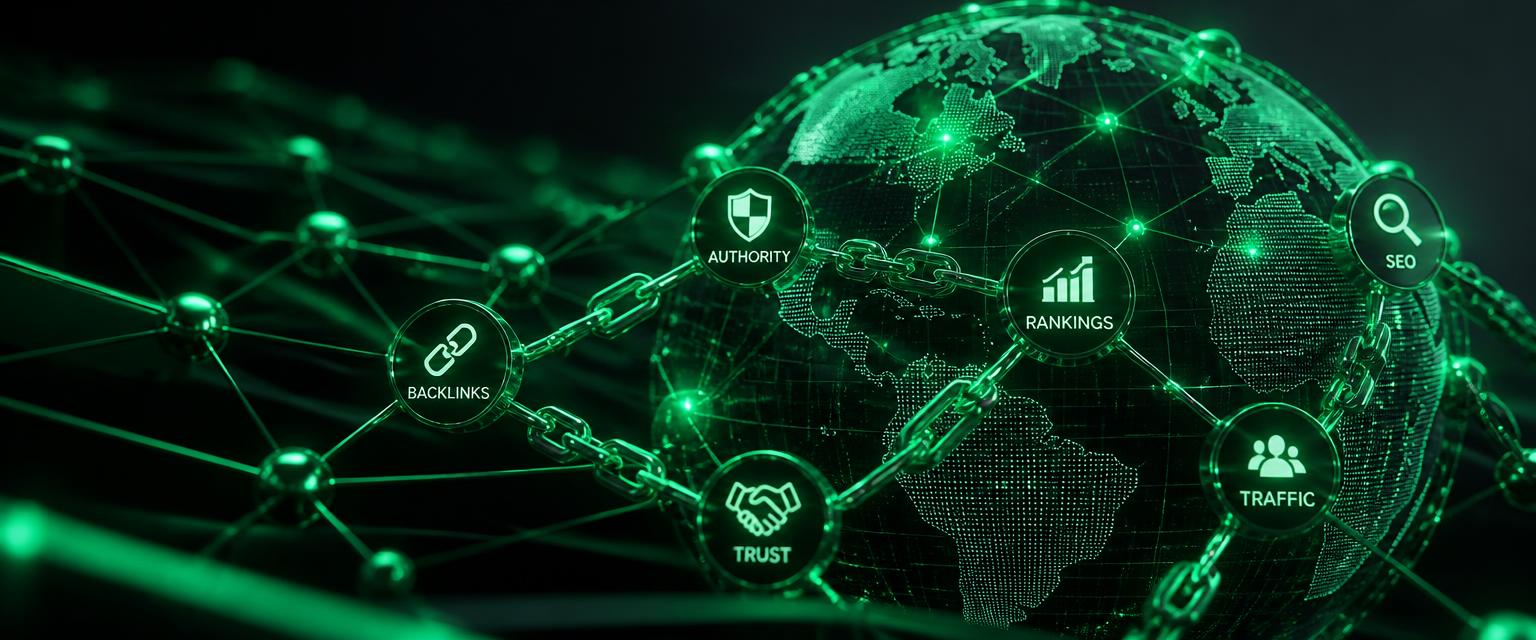 Global backlink and authority network for verified account marketplaces